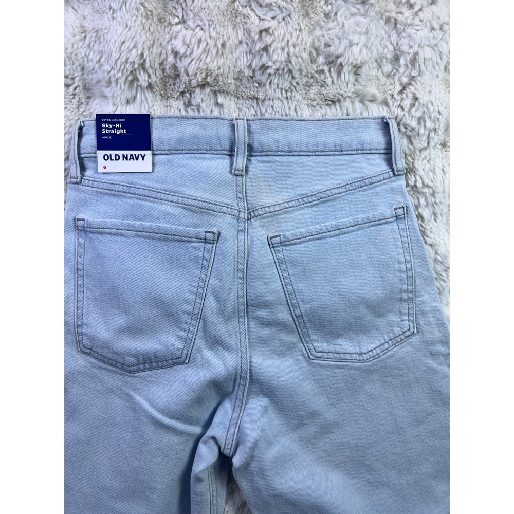 Old Navy Sky-Hi Straight Ankle Jeans Womens 6 Light Wash Distressed High . A32 - Picture 5 of 7